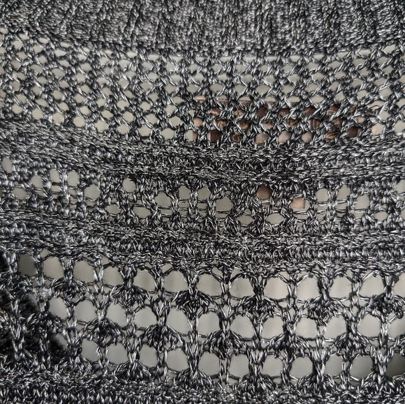 Nine West Vintage America Open Crochet 3/4 Sleeve Sweater PL (Petite Large) Grey - Picture 9 of 9